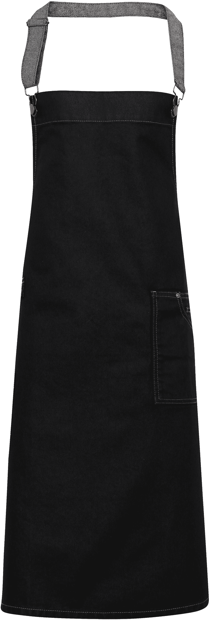 Tablier "effet ciré" à bavette "District" — coloris Black Denim (Noir)