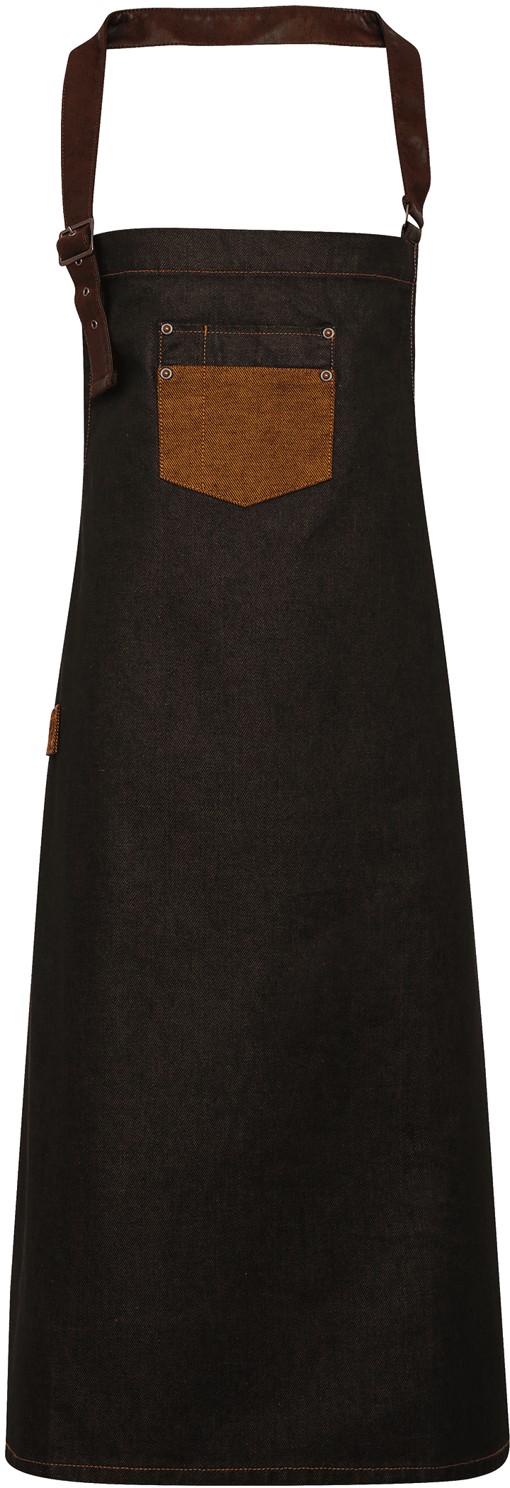 Tablier à bavette "Division" — coloris Black / Tan Denim (Noir)