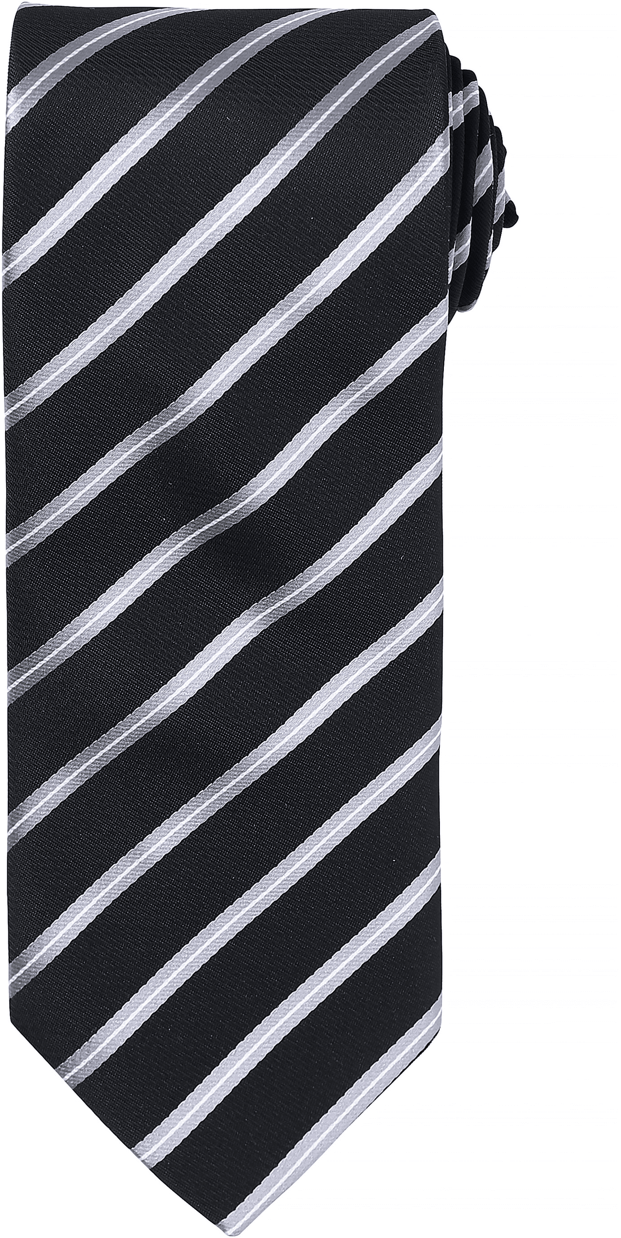 Cravate rayée "Sport" — coloris Black / Silver (Noir)