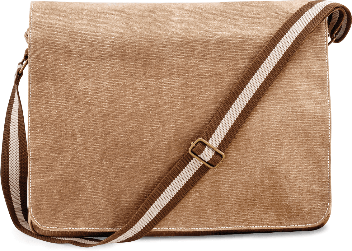 Sac courrier vintage en toile — coloris Sahara (Marron)