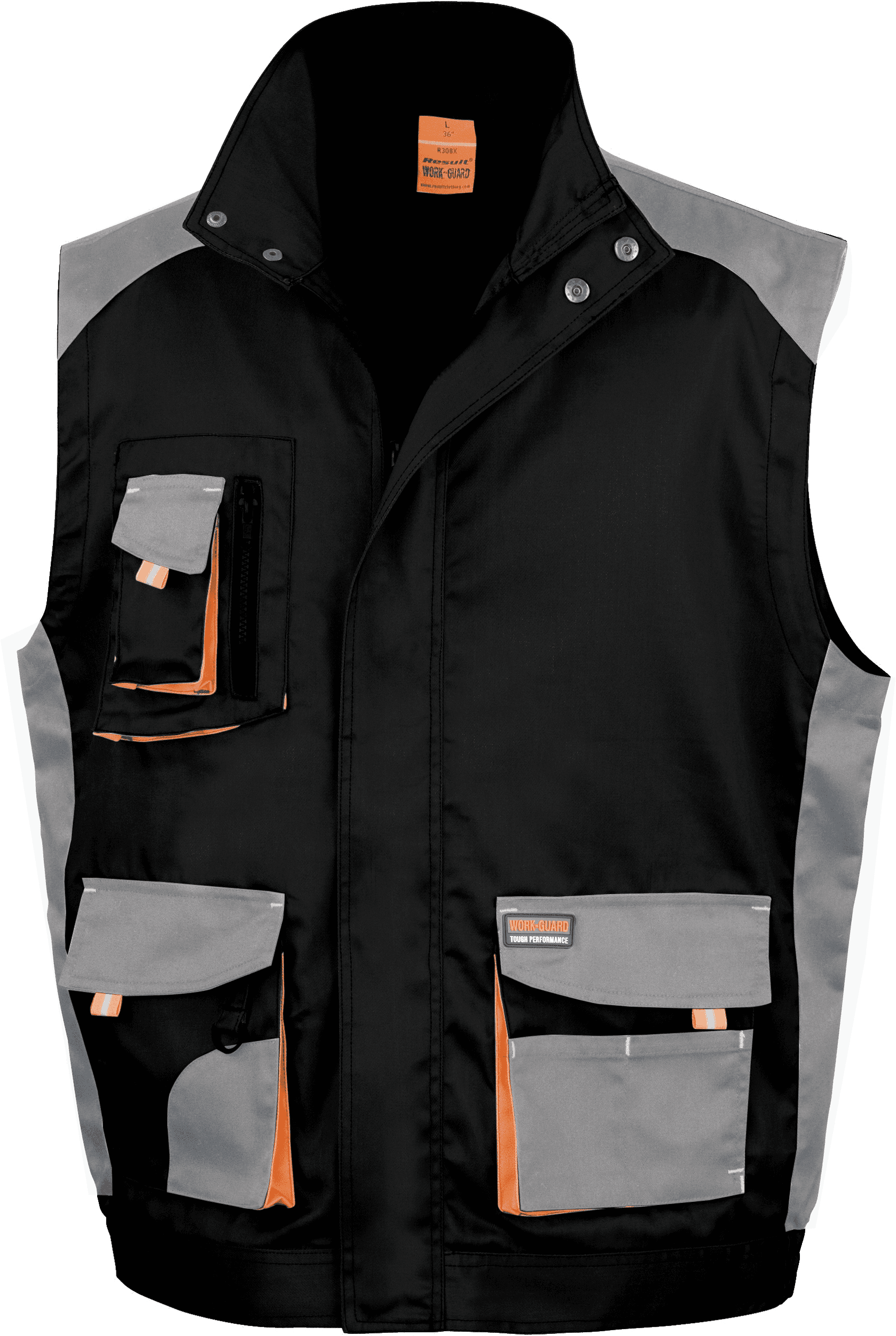Gilet multipoches Lite — coloris Black / Grey / Orange (Noir)