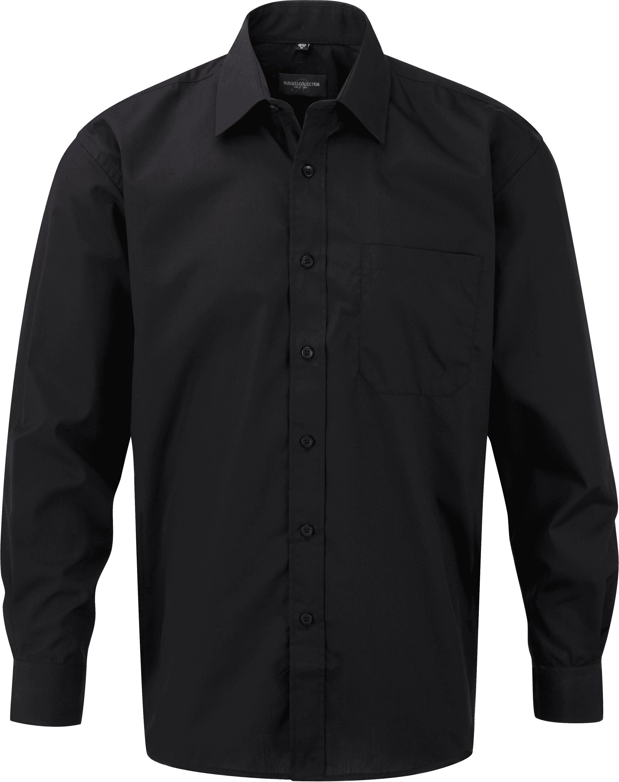 Chemise homme popeline polycoton manches longues — coloris Black (Noir)