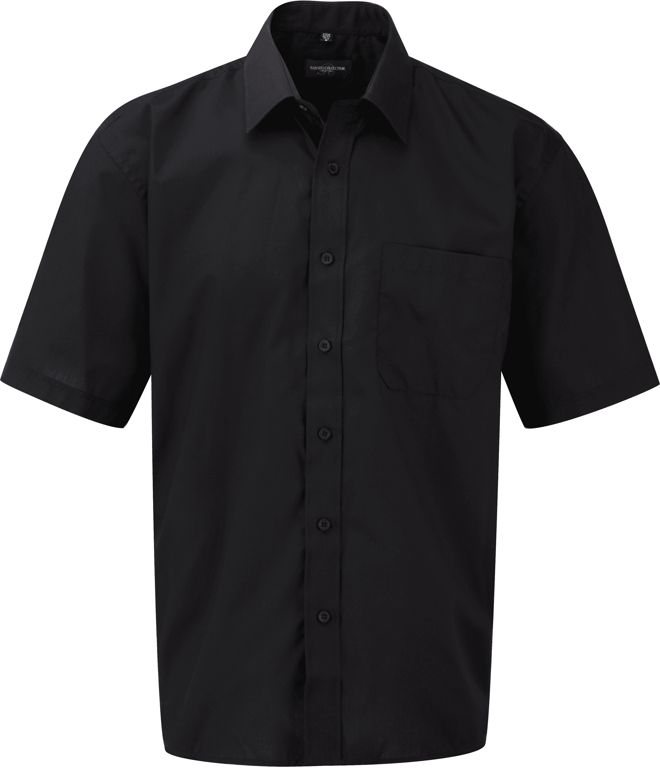 Chemise homme popeline polycoton manches courtes — coloris Black (Noir)