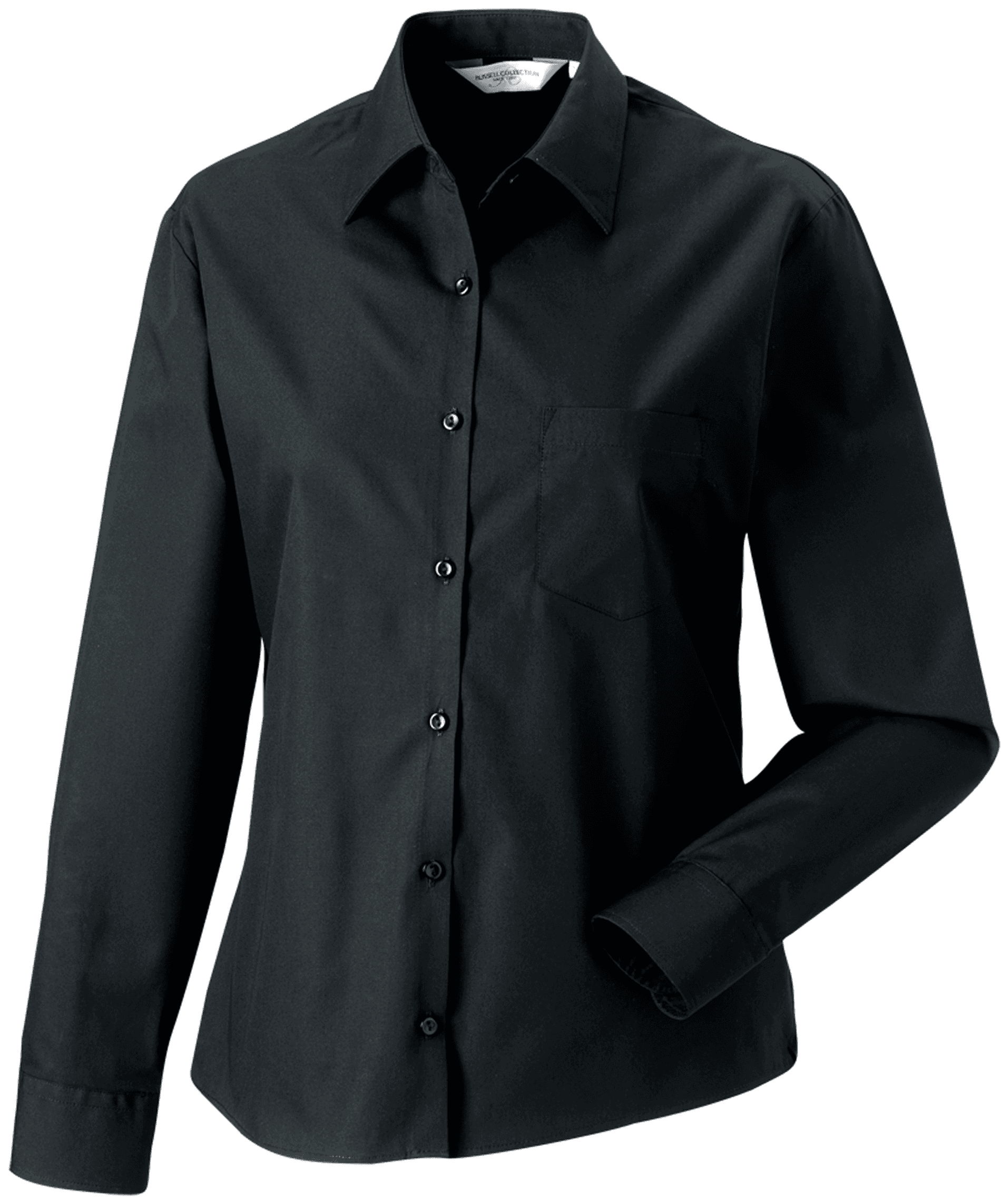 Chemise femme popeline pur coton manches longues — coloris Black (Noir)