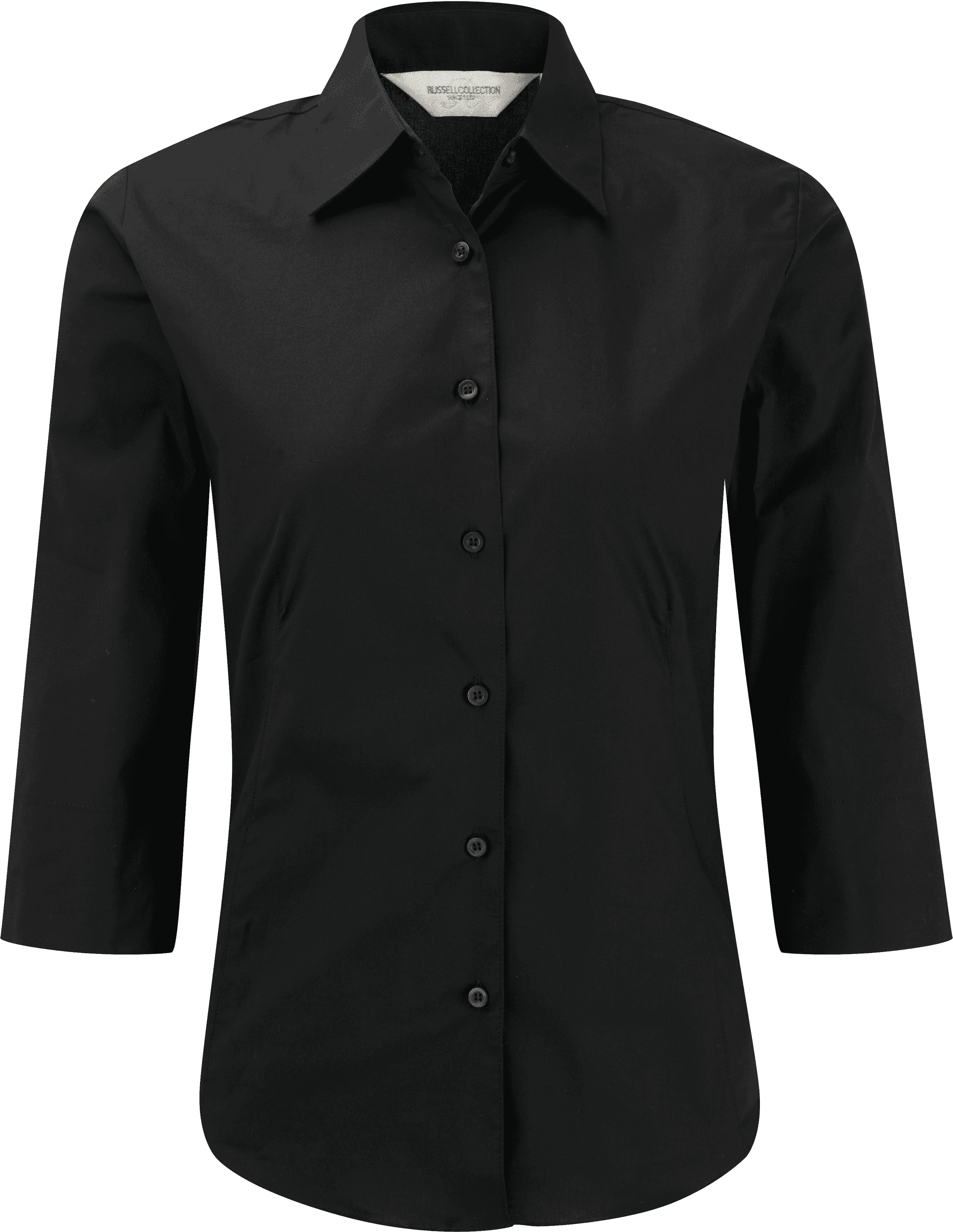Chemise fittée femme manches 3/4 — coloris Black (Noir)