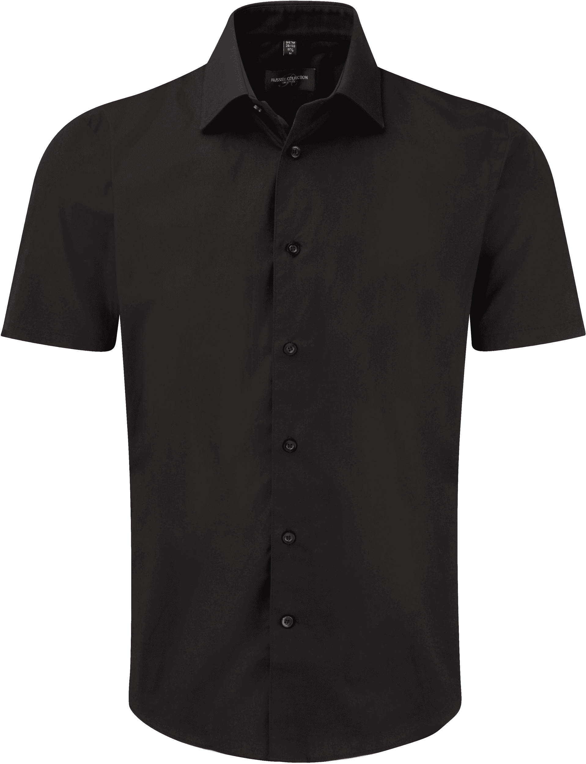 Chemise fittée homme manches courtes — coloris Black (Noir)