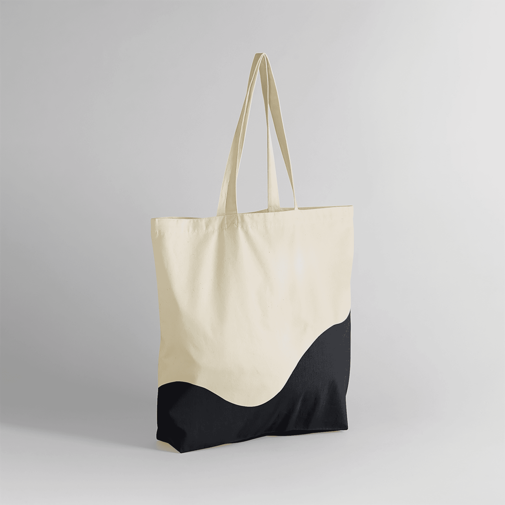 Sac fourre-tout organique à imprimé tourbillon — coloris Natural / Black (Blanc)