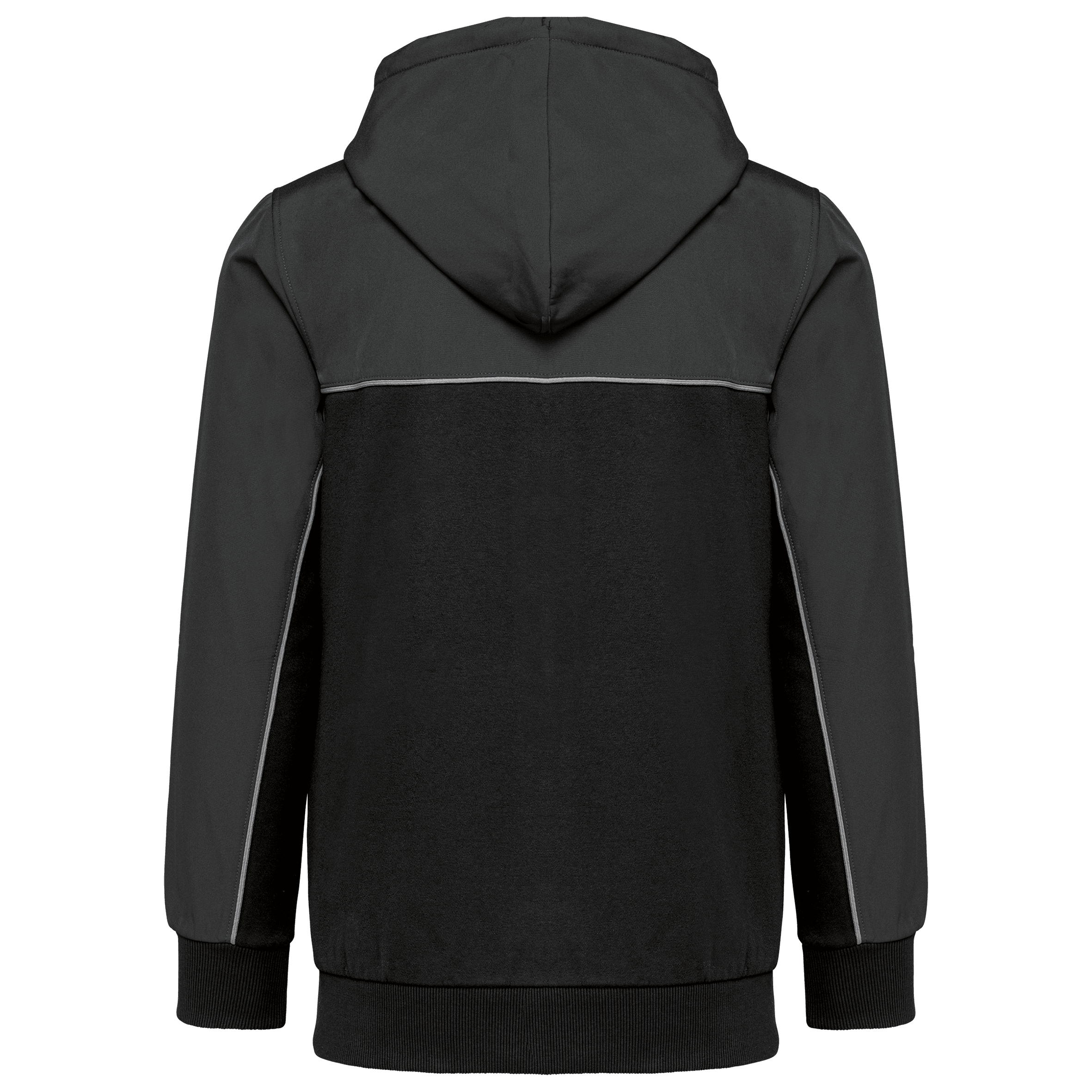 Veste molleton bicolore zippée à capuche écoresponsable unisexe — coloris Black / Dark Grey (Noir)