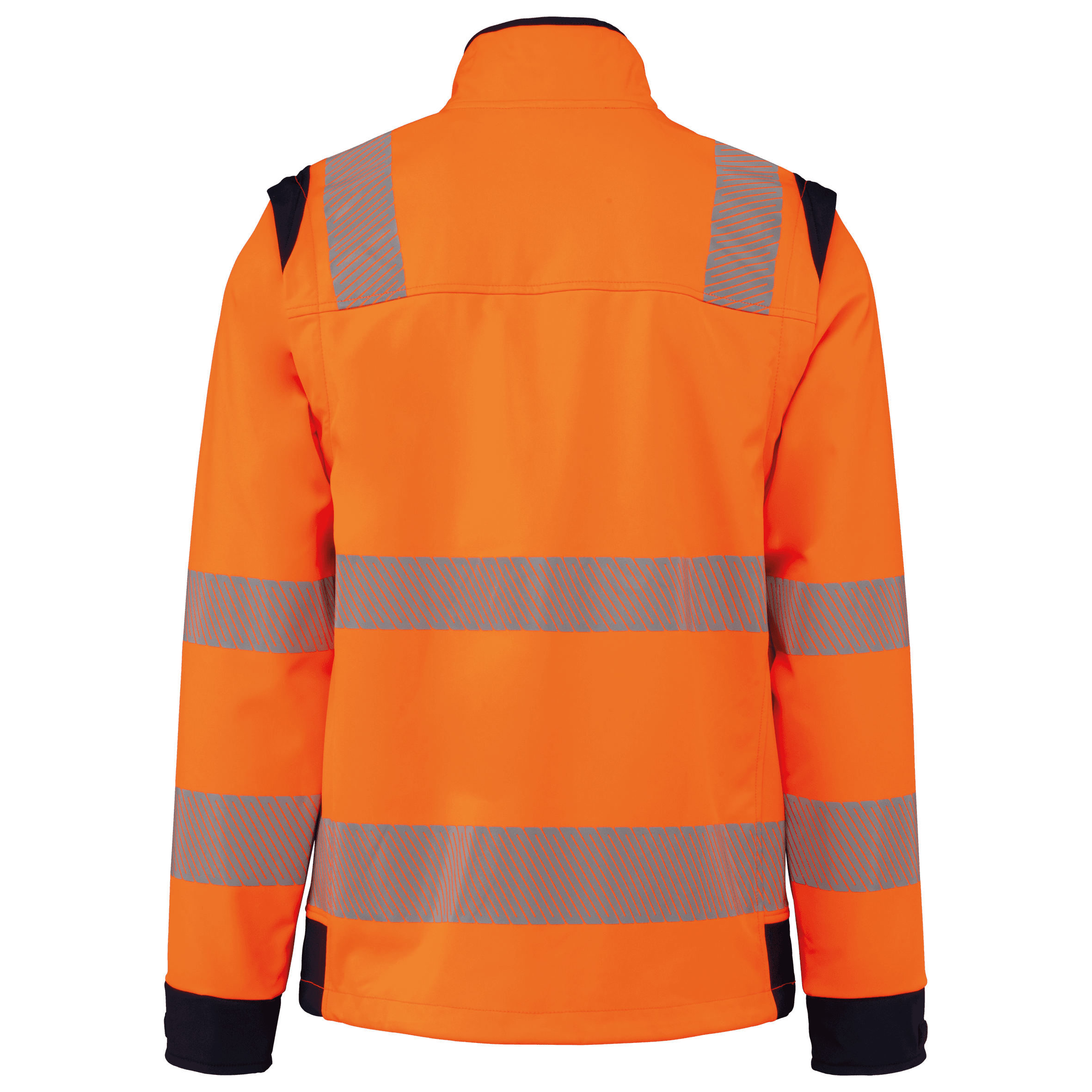 Veste softshell de sécurité recyclée avec manches détachables unisexe — coloris Hi Viz Orange / Navy (Orange)