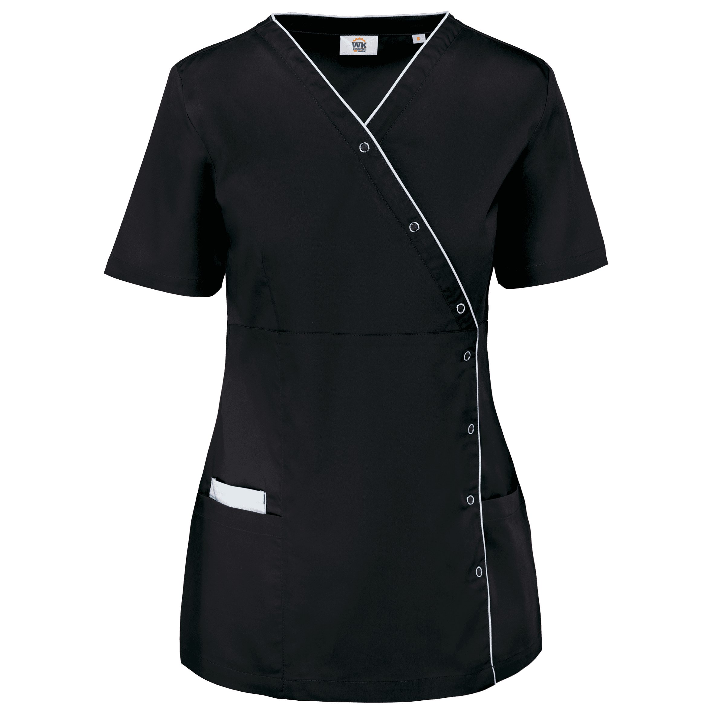 Blouse polycoton avec boutons-pression femme — coloris Black (Noir)