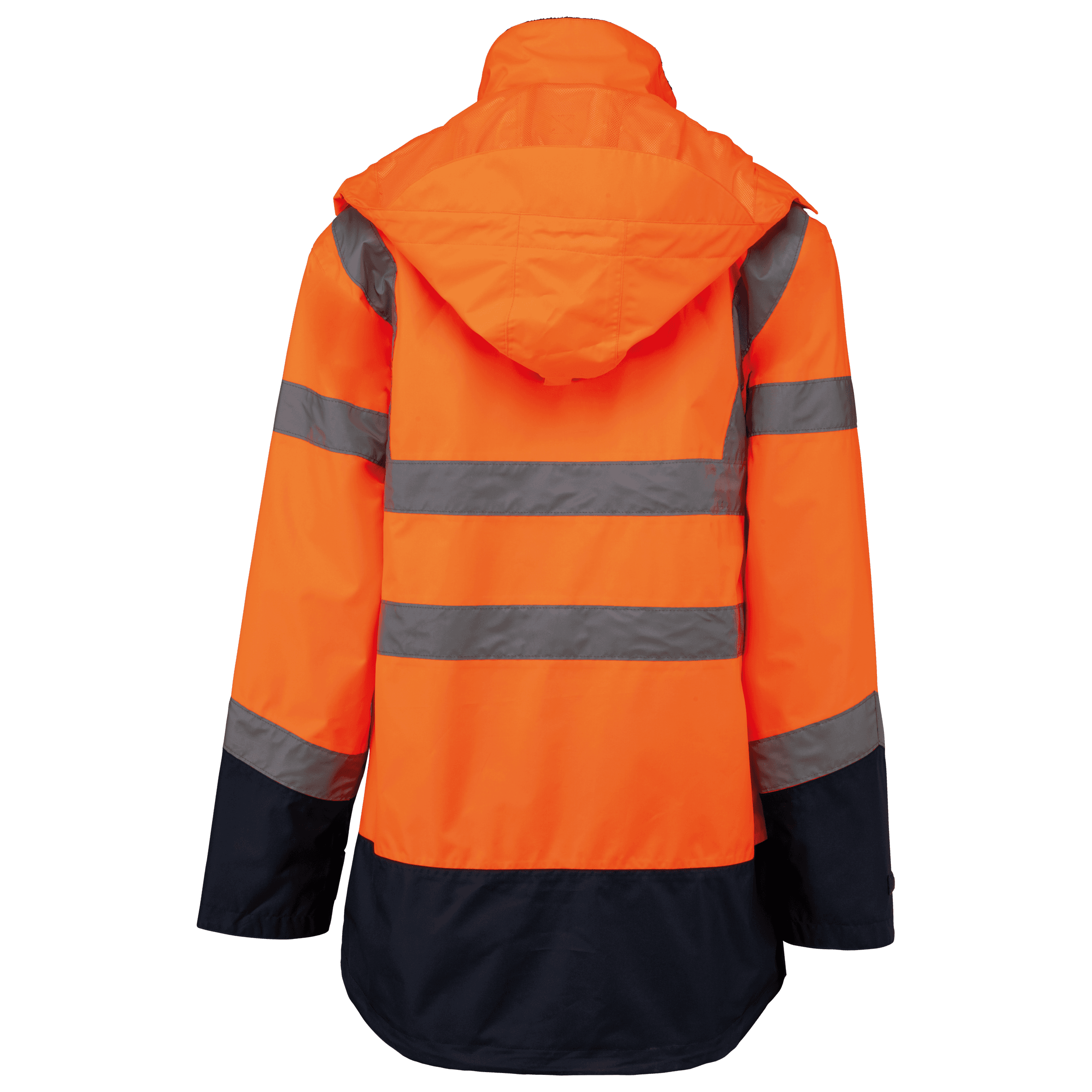 Parka de sécurité recyclée 4 en 1 unisexe — coloris Hi Viz Orange / Navy (Orange)