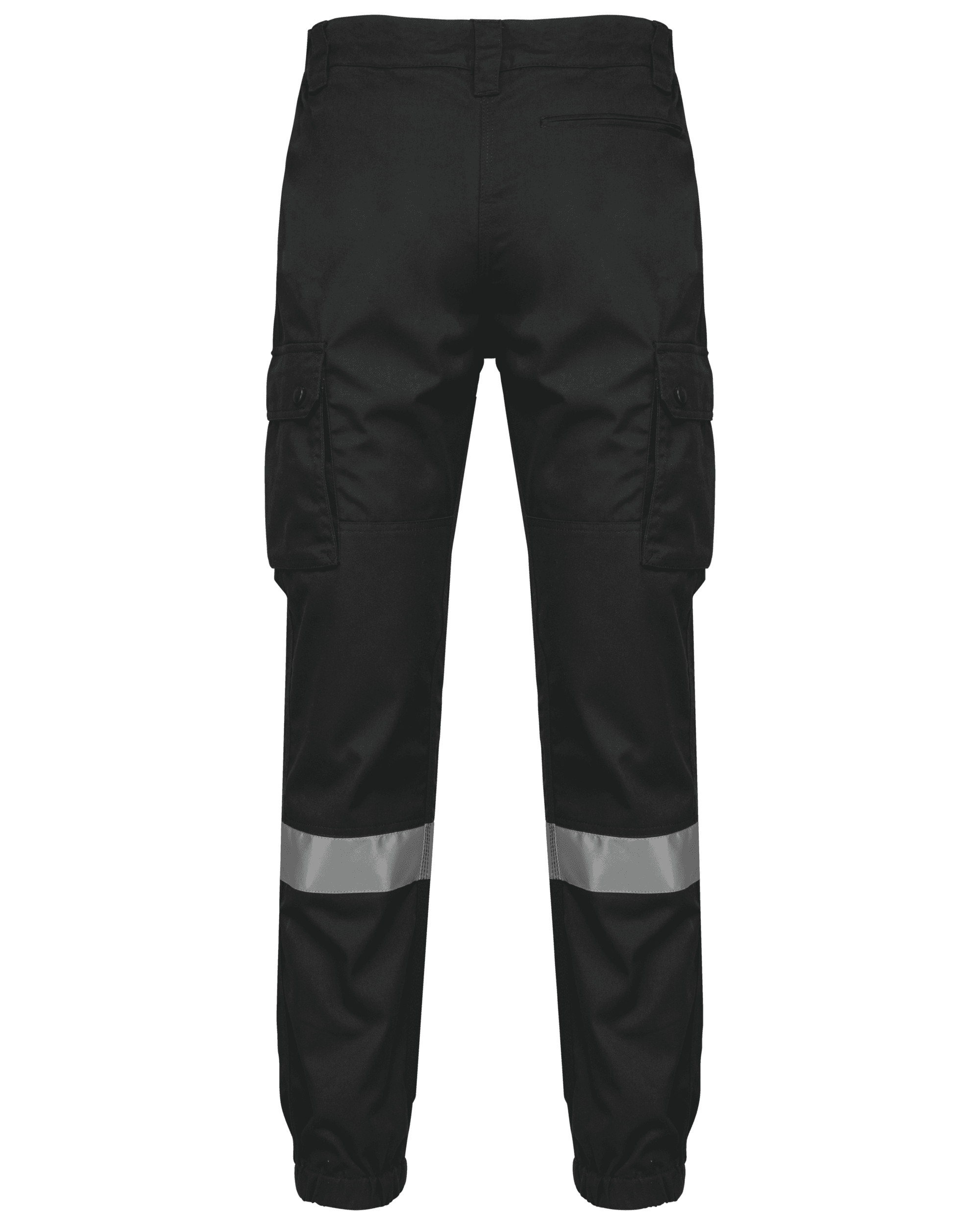 Pantalon cargo unisexe avec bas élastiqué et bande réfléchissante — coloris Black (Noir)