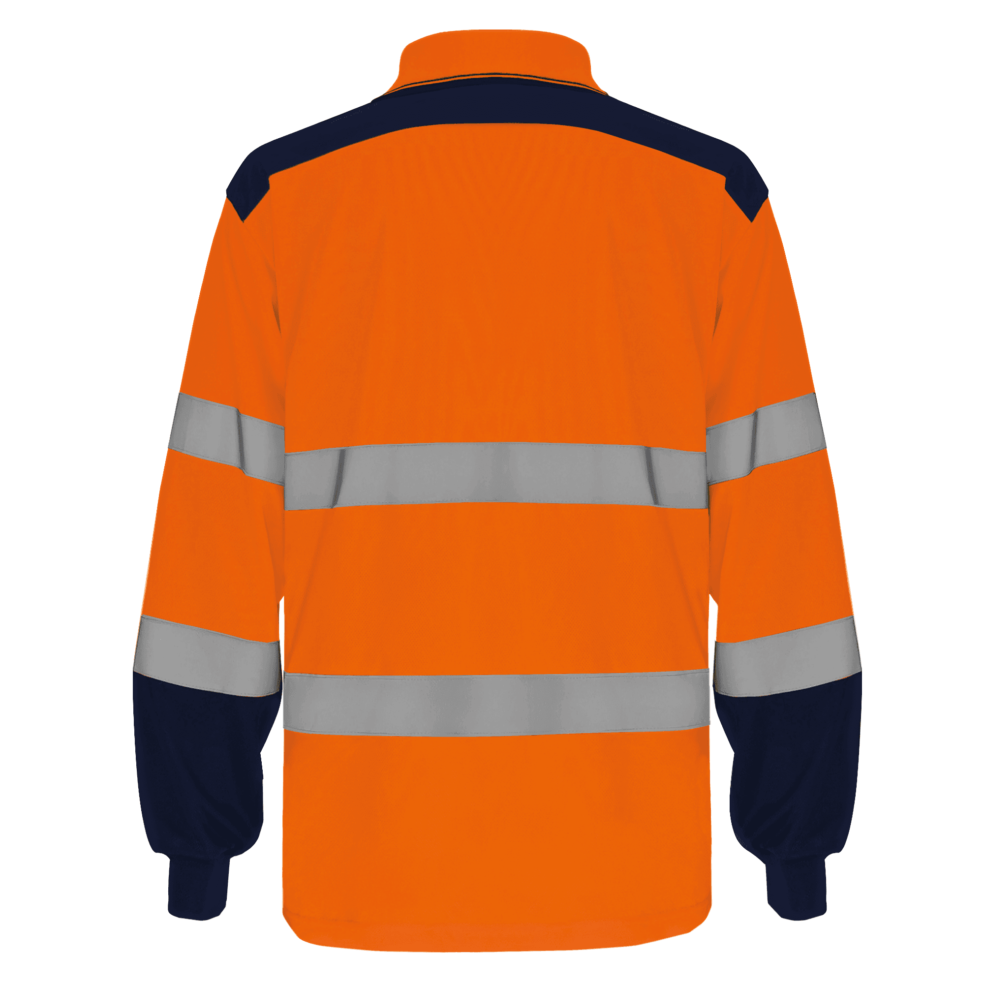 Polo bicolore manches longues haute visibilité — coloris Hi Vis Orange / Navy (Orange)