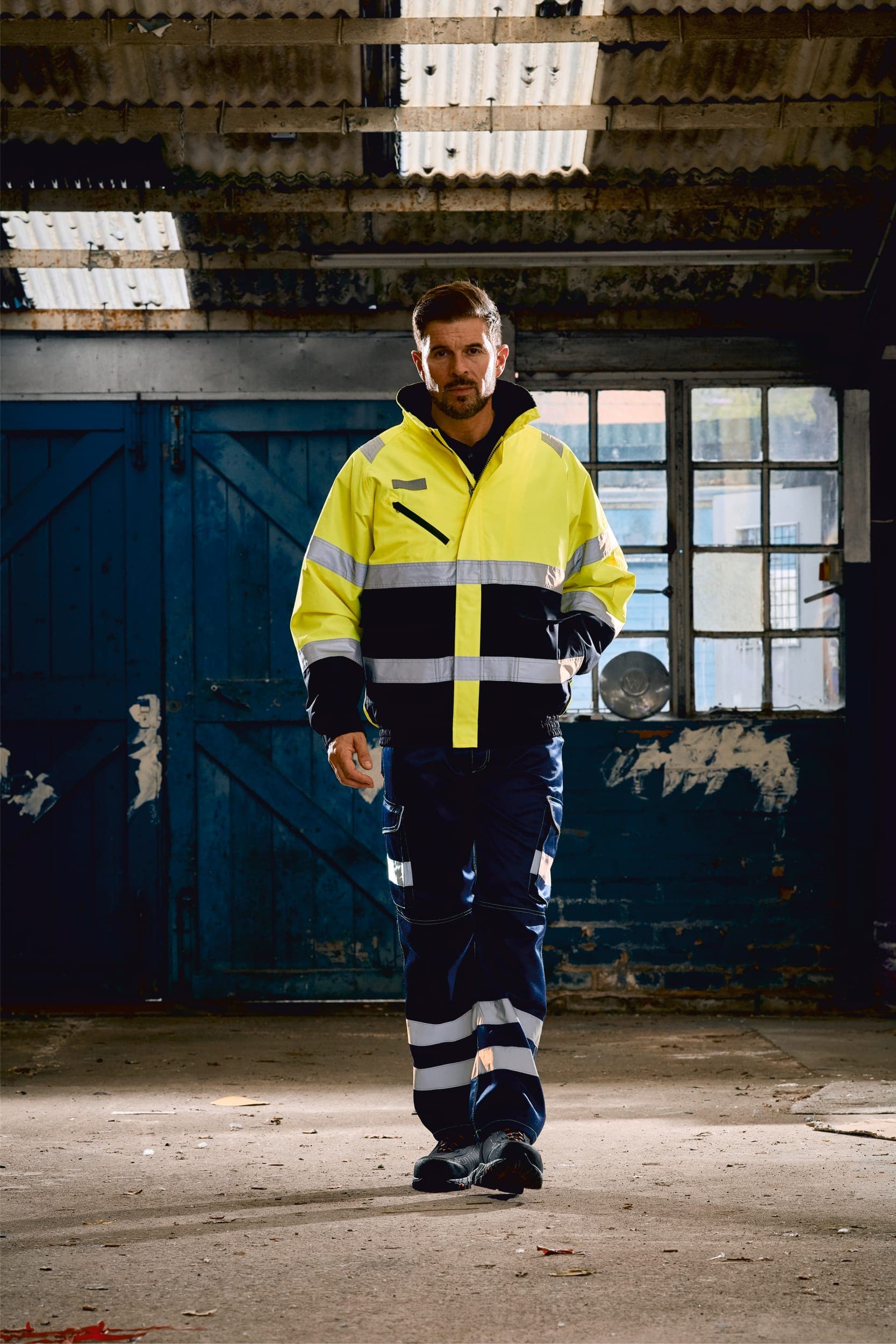 Veste Hi-vis fontaine — coloris Hi Vis Orange / Navy (Bleu)