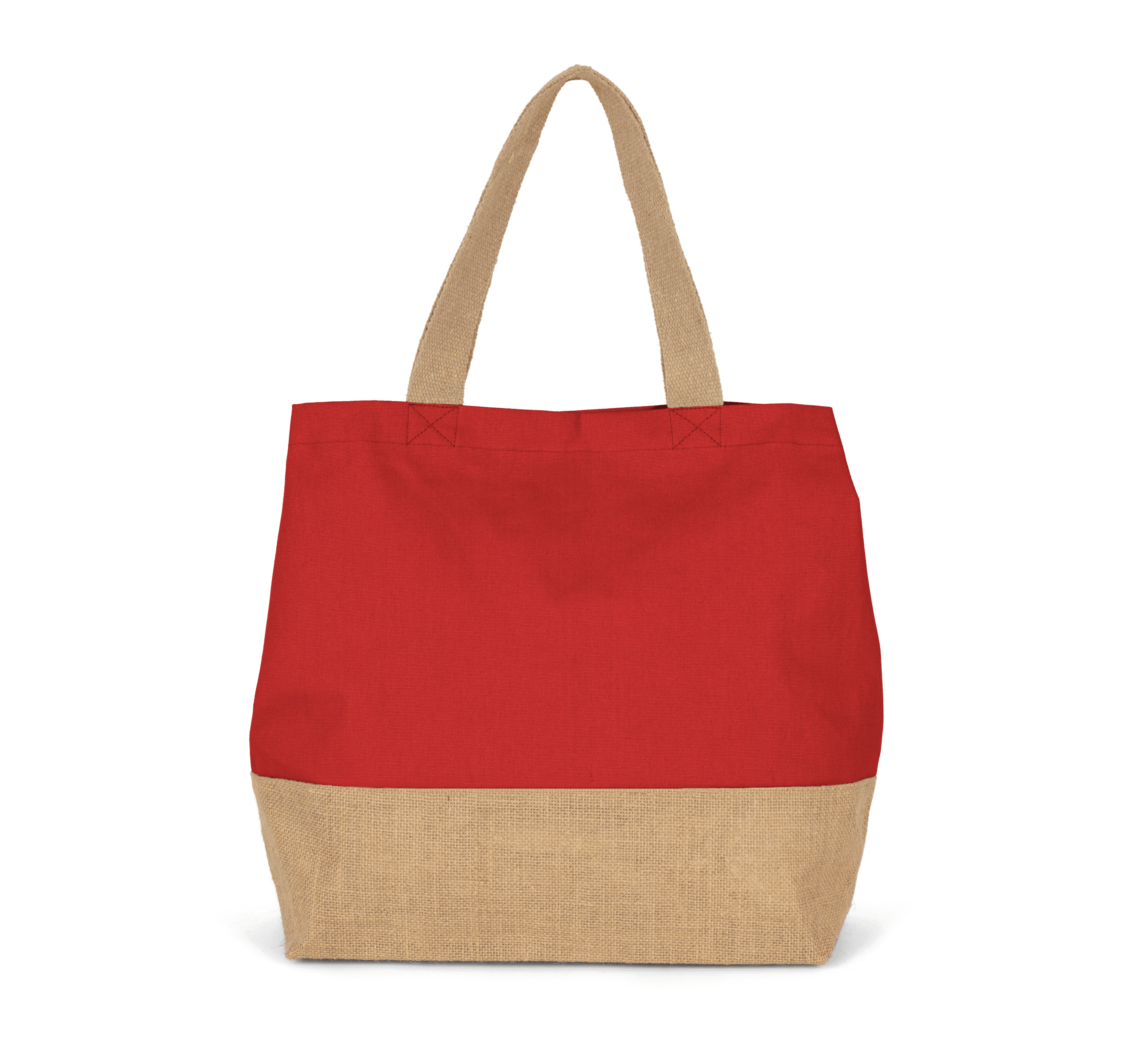 Sac shopping en toiles de coton et jute — coloris Arandano Red / Natural (Rouge)