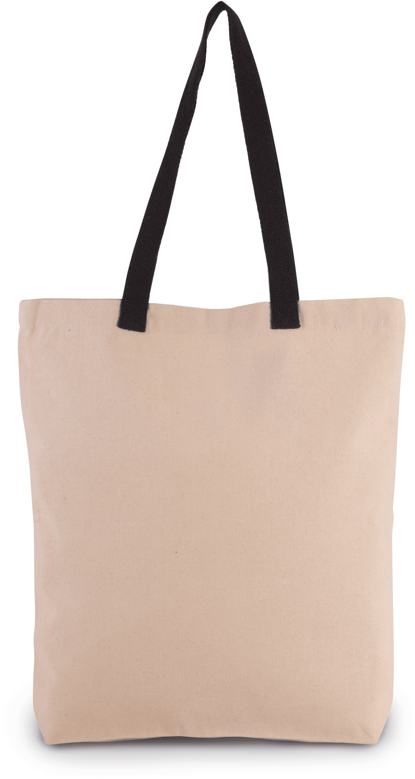 Sac shopping à soufflet avec poignées contrastées — coloris Natural / Black (Beige)
