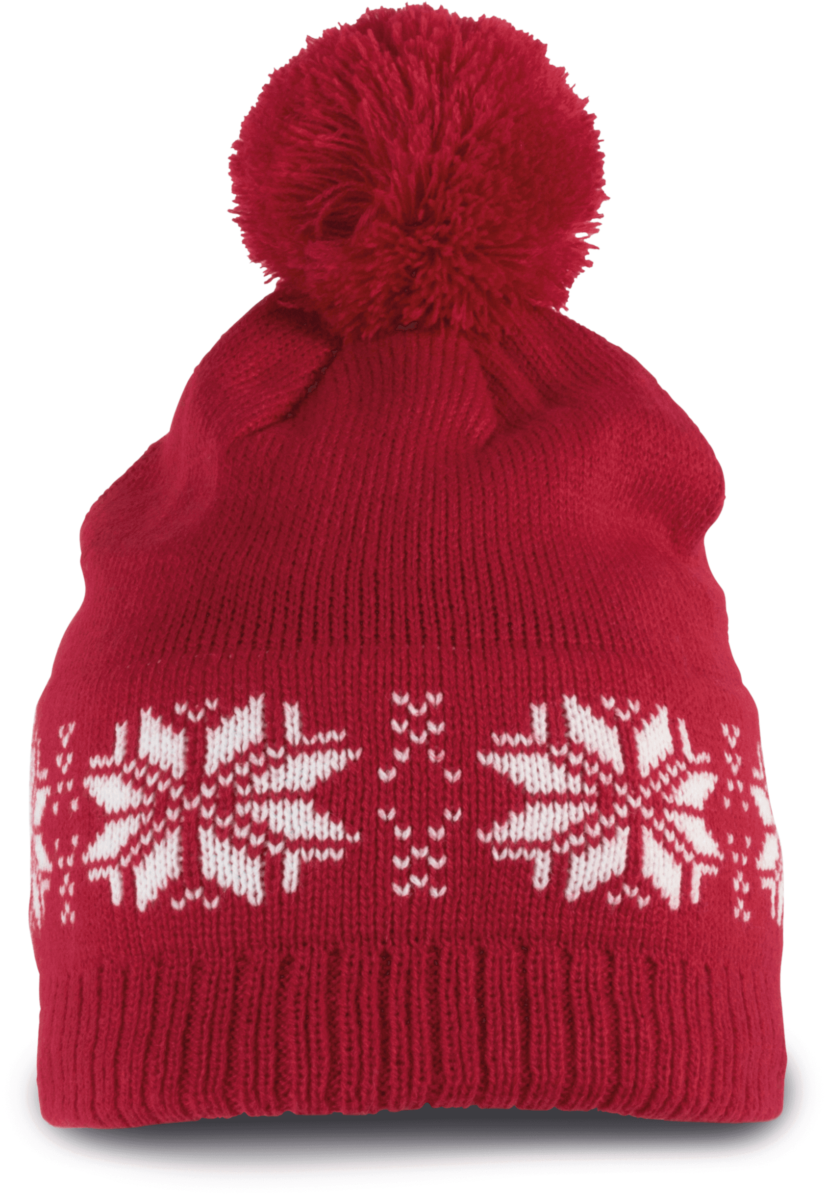 Bonnet de Noël tricoté motif étoiles — coloris Cherry Red (Rouge)