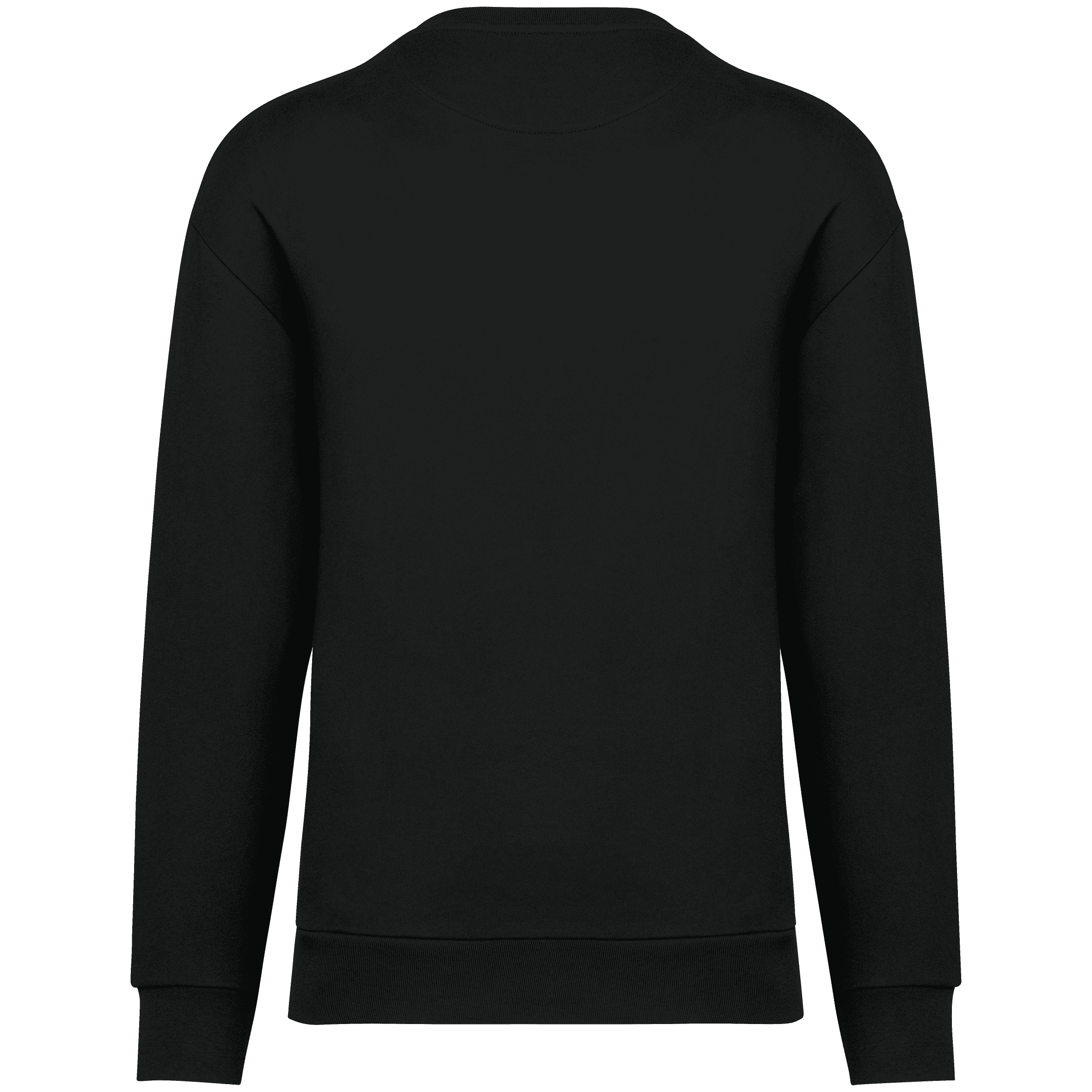Sweat-shirt écoresponsable à col rond à épaules tombantes molleton gratté unisexe — coloris Black (Noir)