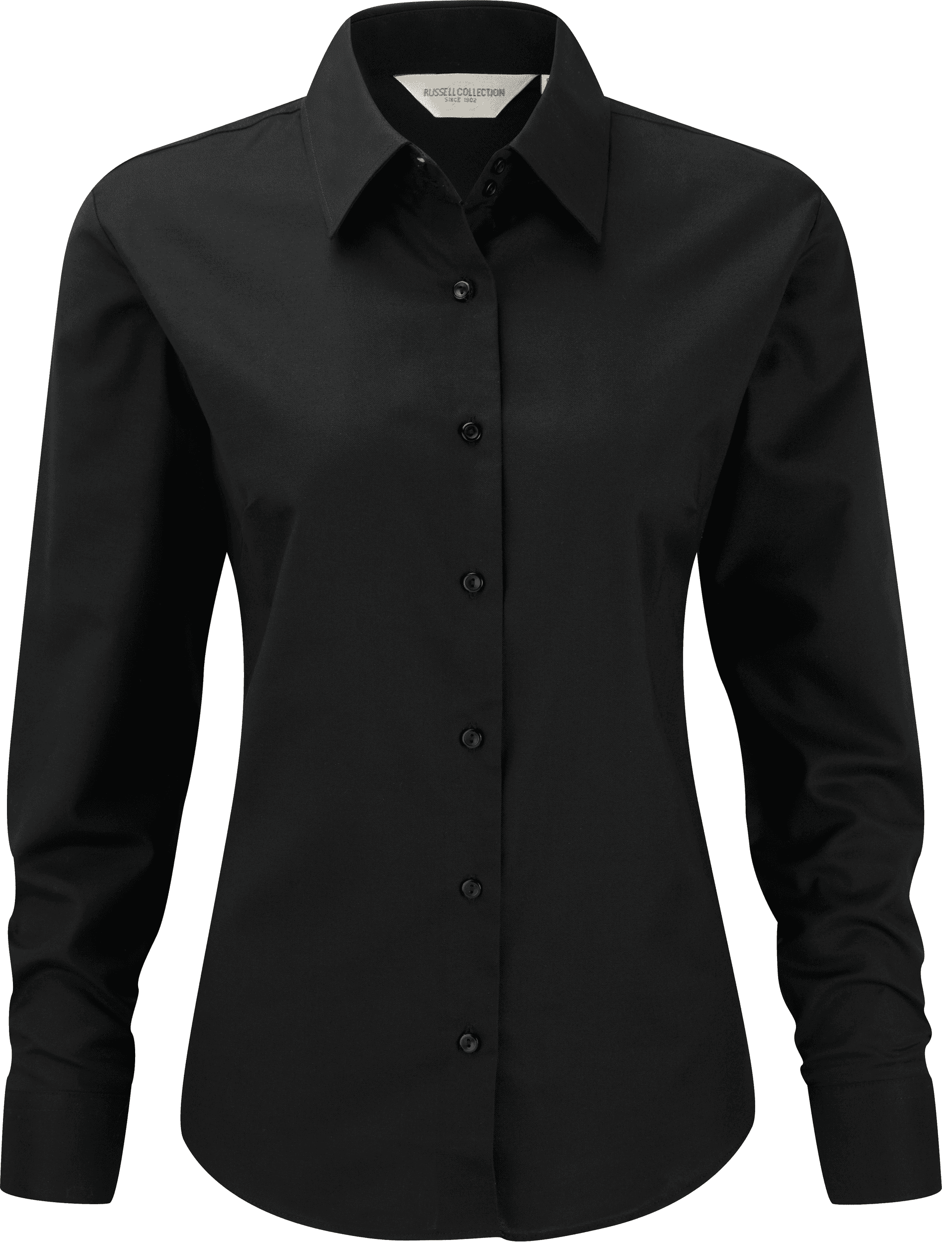 Chemise femme manches longues Oxford — coloris Black (Noir)