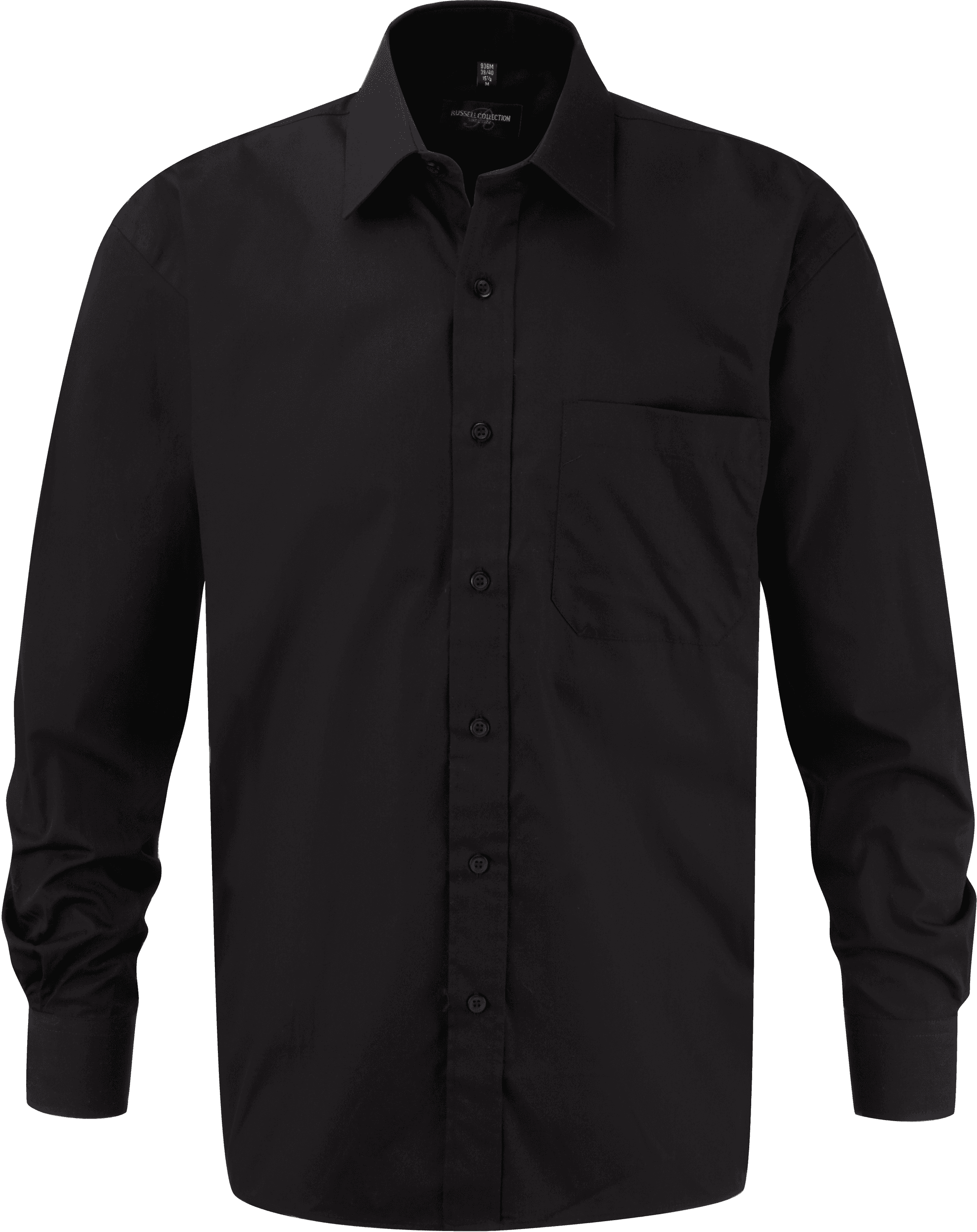 Chemise homme popeline pur coton manches longues — coloris Black (Noir)